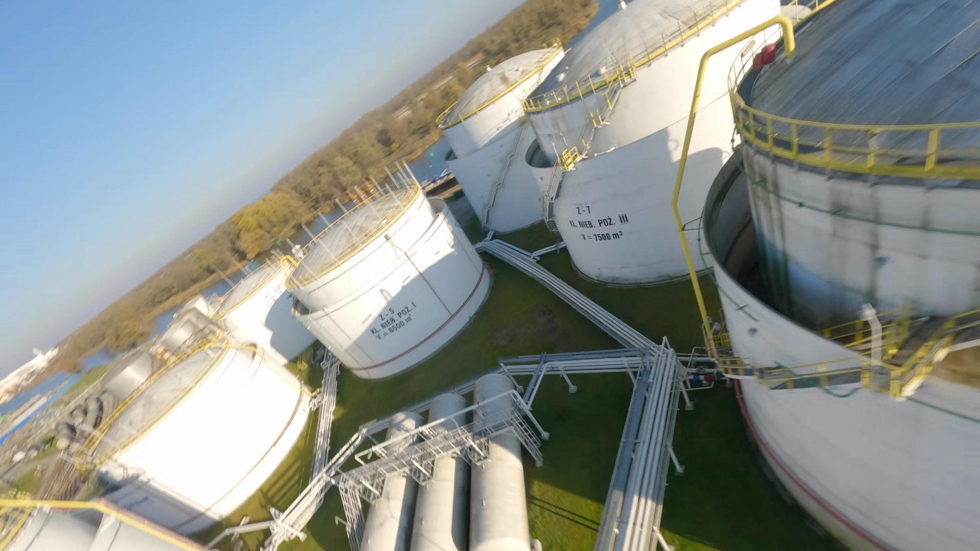 Aerial View Of Drone Flight Over Oil Storage Stock Footage SBV ...