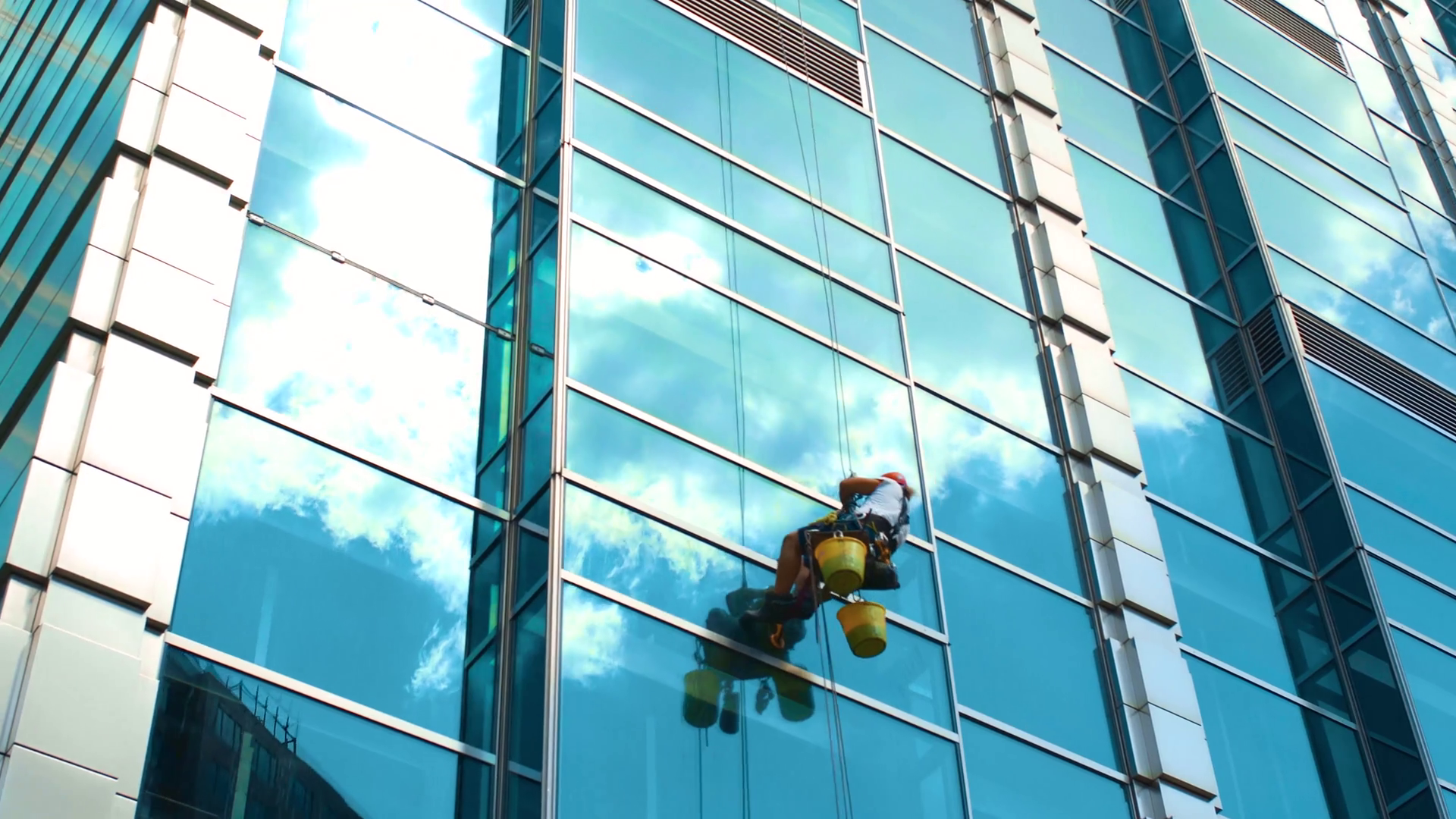 Window Cleaning On High-rise Building In Stock Footage SBV-351670708 ...