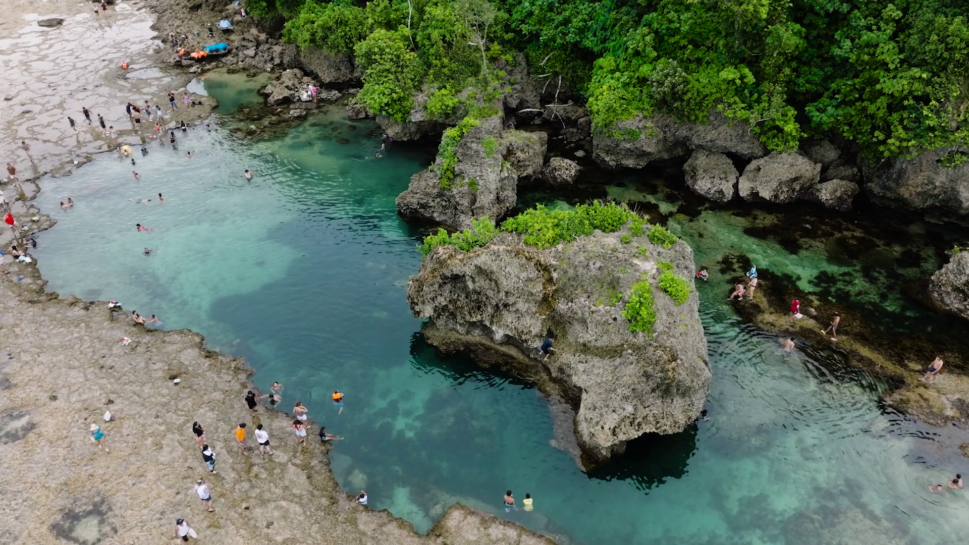 People Swimming In Natural Rock Pool With Stock Footage SBV-353431900 ...