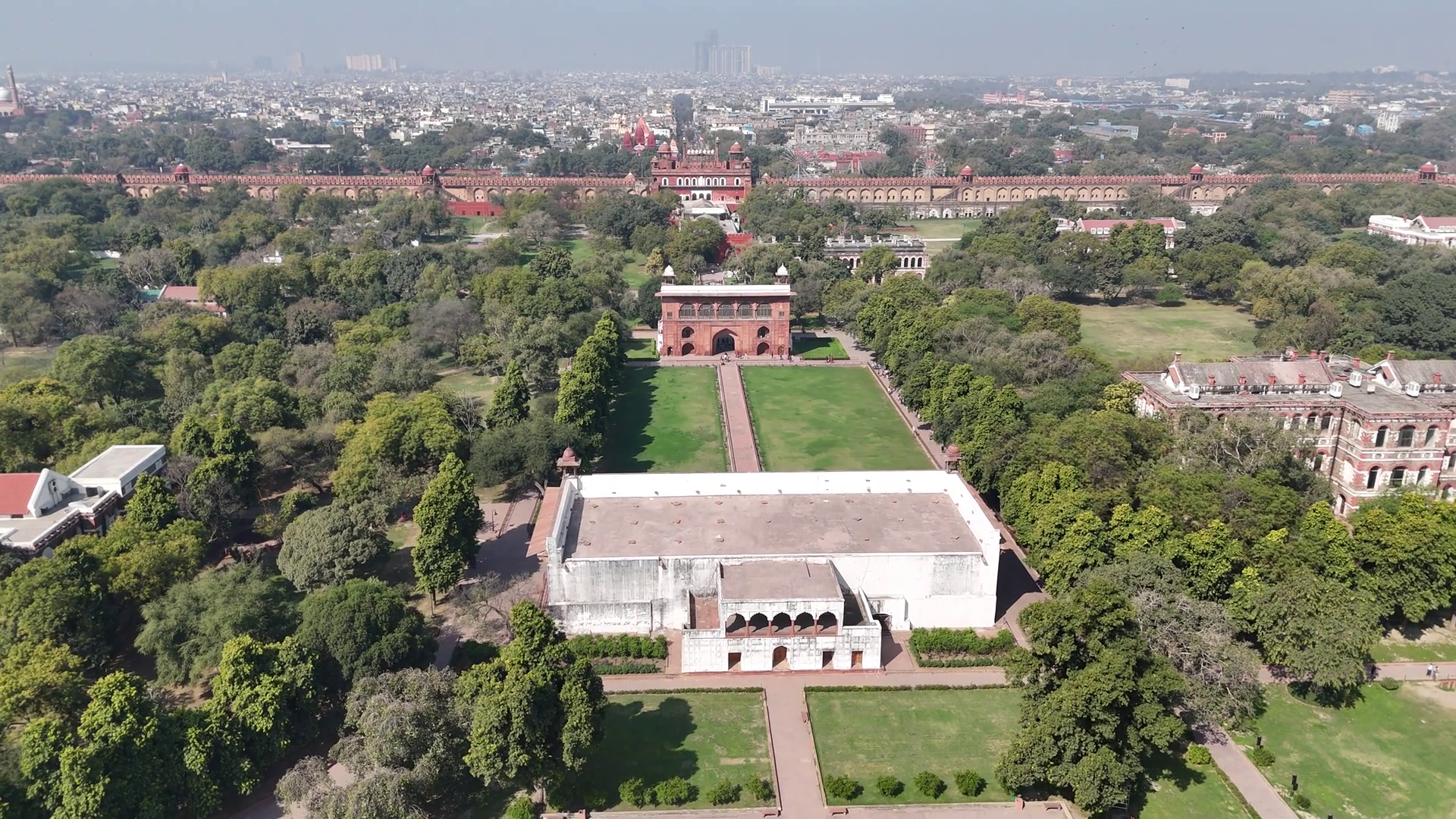 Aerial Drone Clip Of Red Fort In New Delhi Stock Footage SBV-352742324 ...