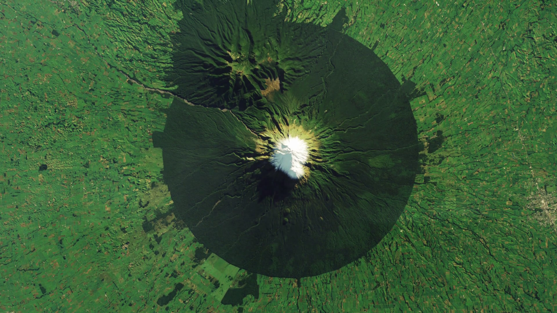 Flying Over Volcano Mount Taranaki With Ring Stock Footage SBV ...