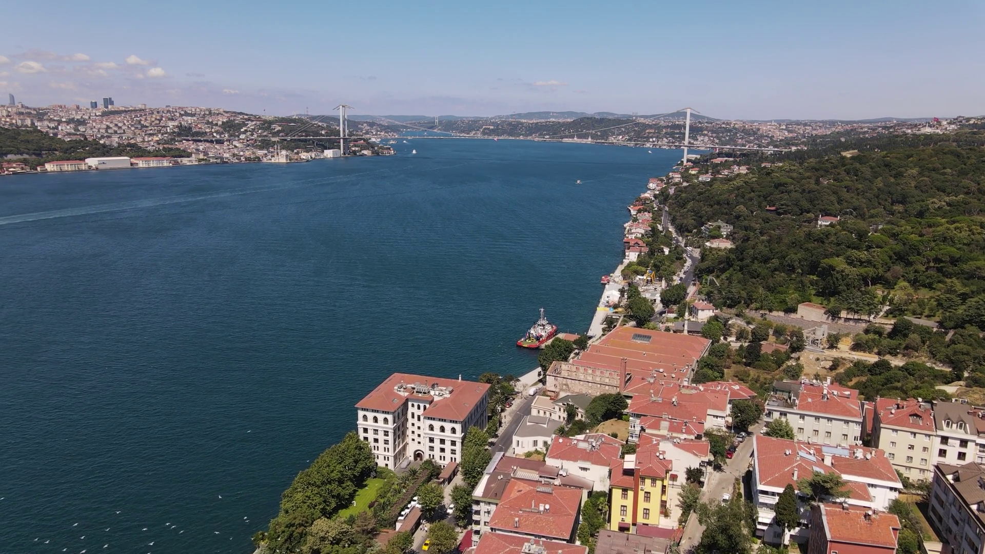 Aerial View Of Ferry Boat In Istanbul Stock Footage SBV-347657206 ...