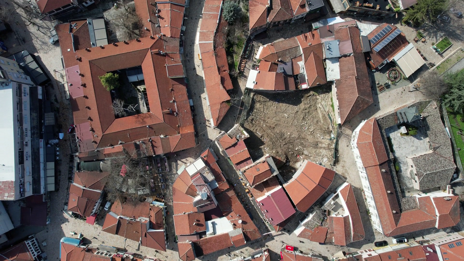 Overhead View Of Skopje City Bazaar Drone Stock Footage SBV-347769133 ...