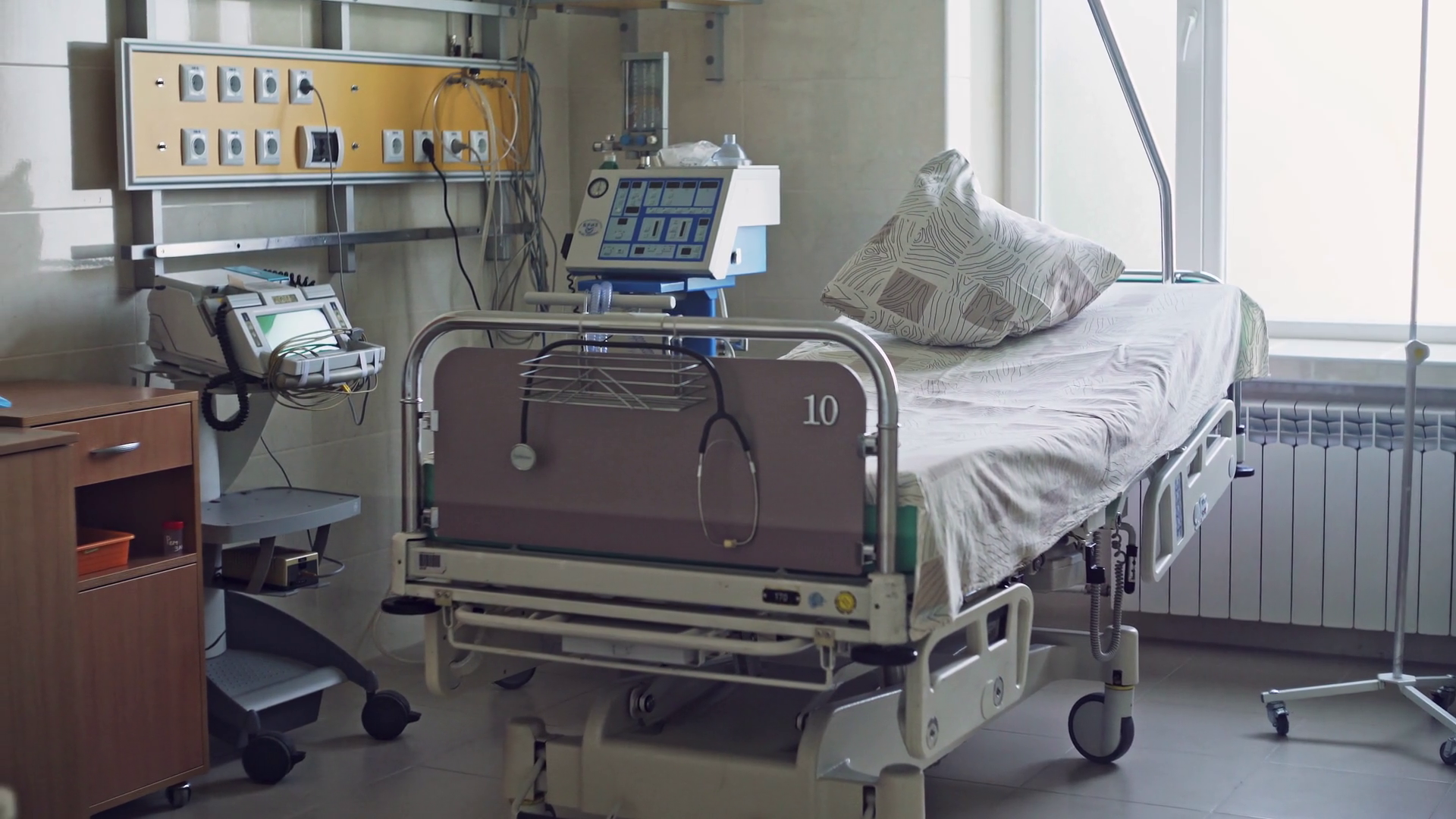 Bed In Icu Ward Near Window - Beds Stock Footage SBV-347663687 ...