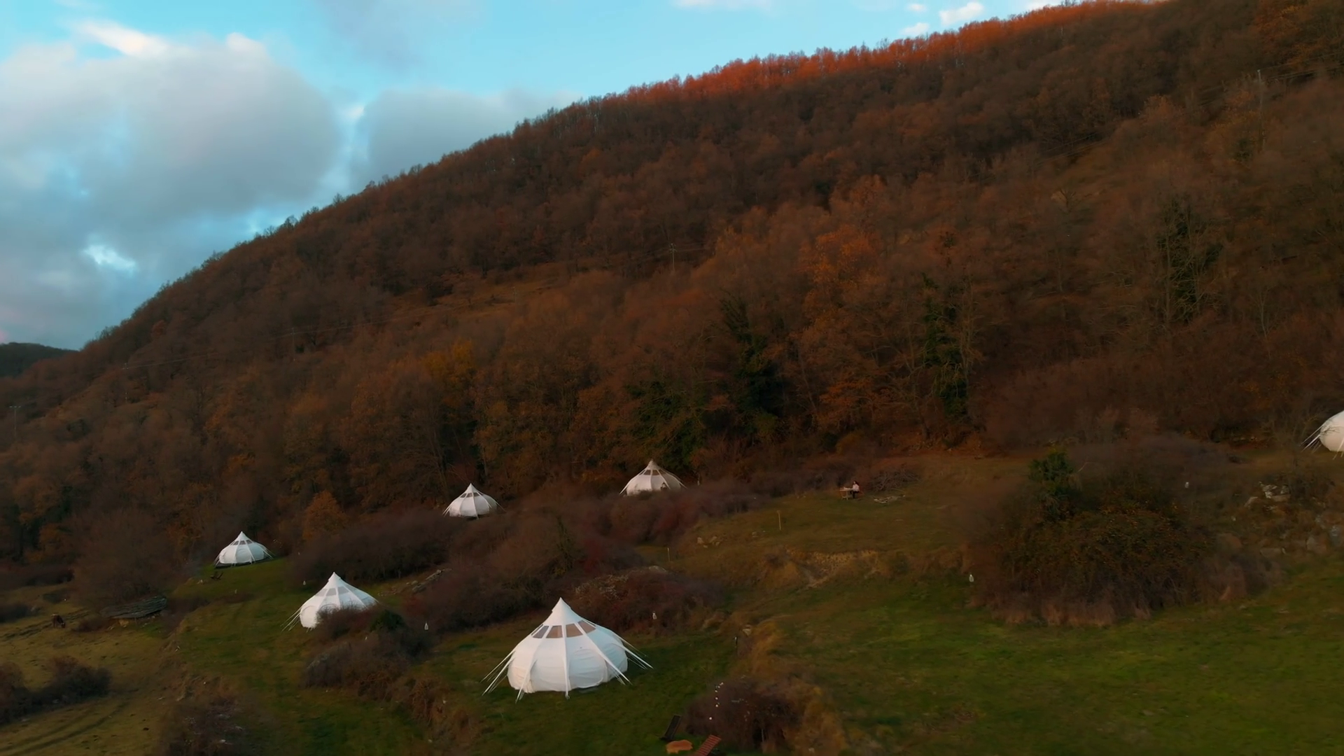Aerial Drone Shot Of Glamping Tent Retreat Stock Footage SBV-347782770 ...