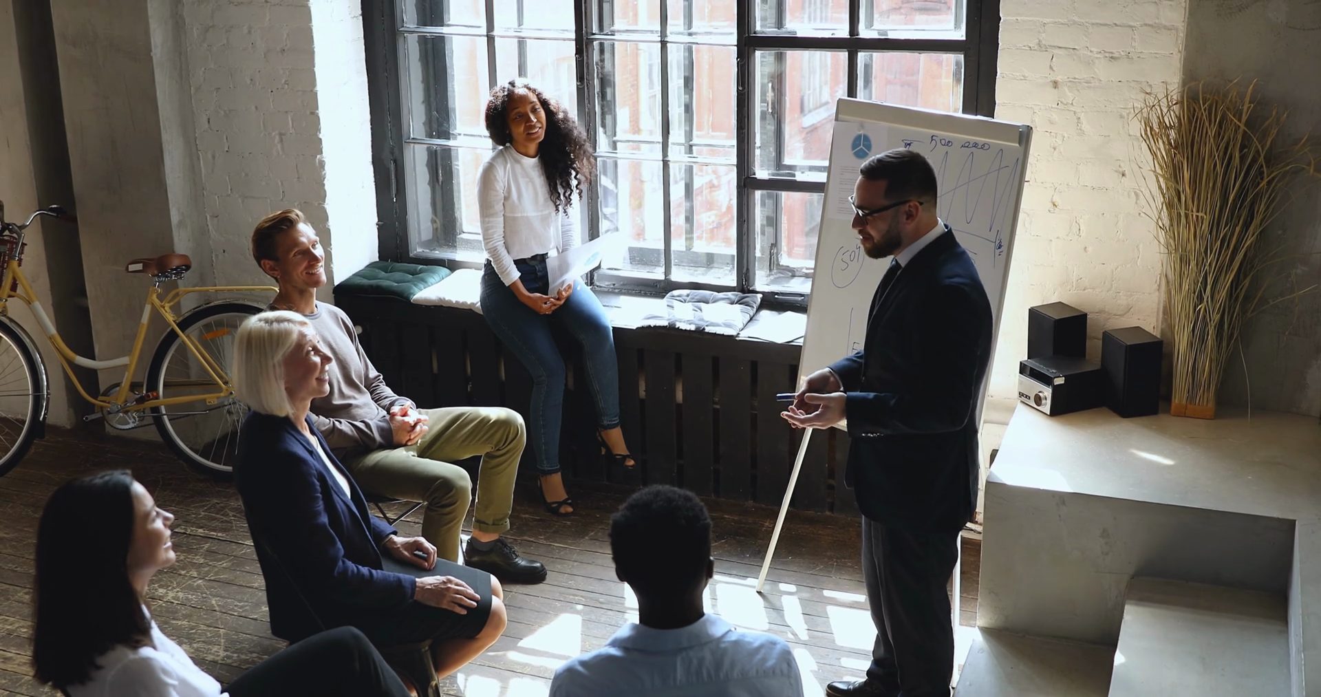 Confident Coach Joking With Company Staff At Stock Footage SBV-338243765 - Storyblocks
