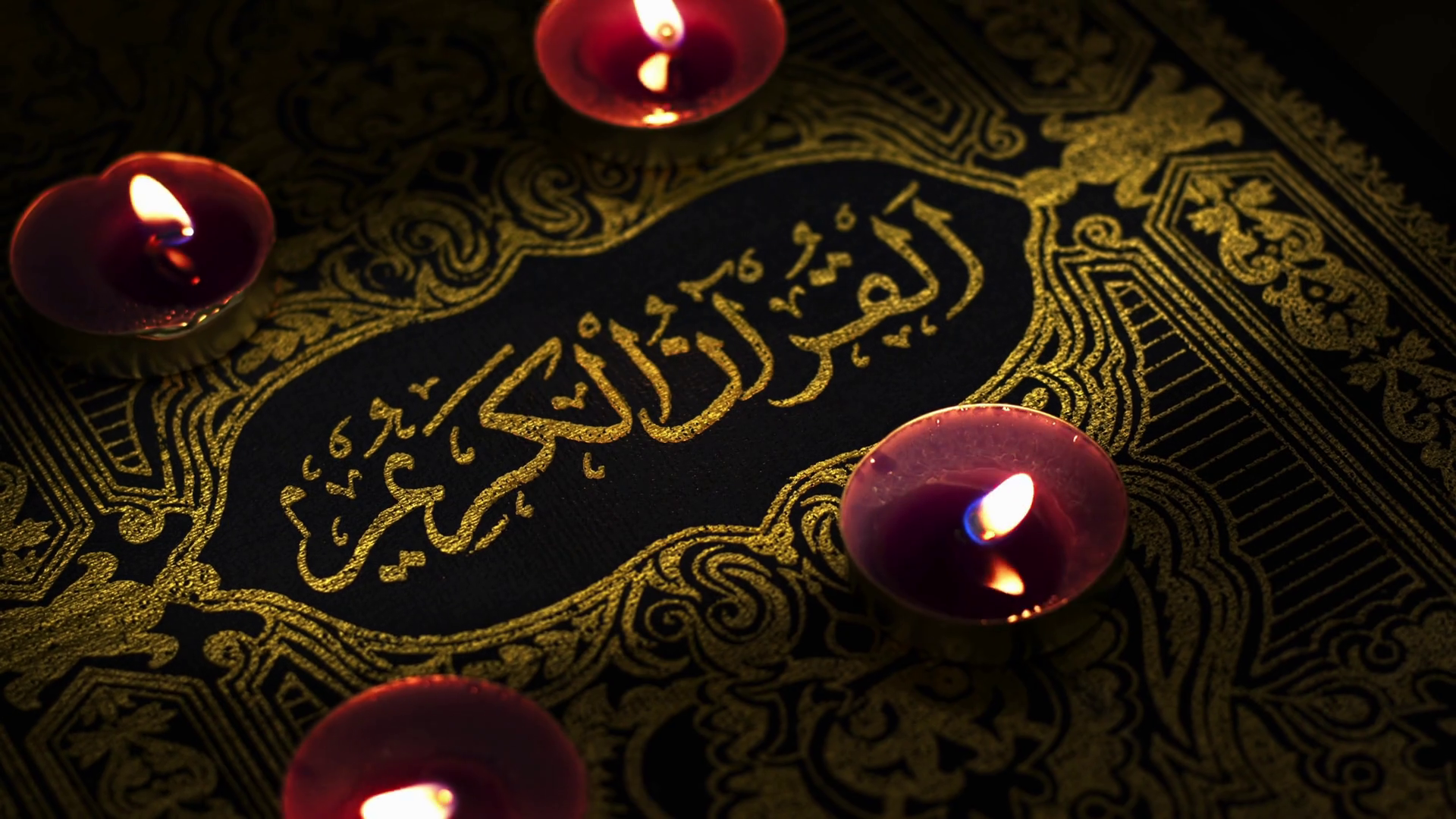 Religion Book Of Islam Quran In Candle Light Stock Footage SBV ...