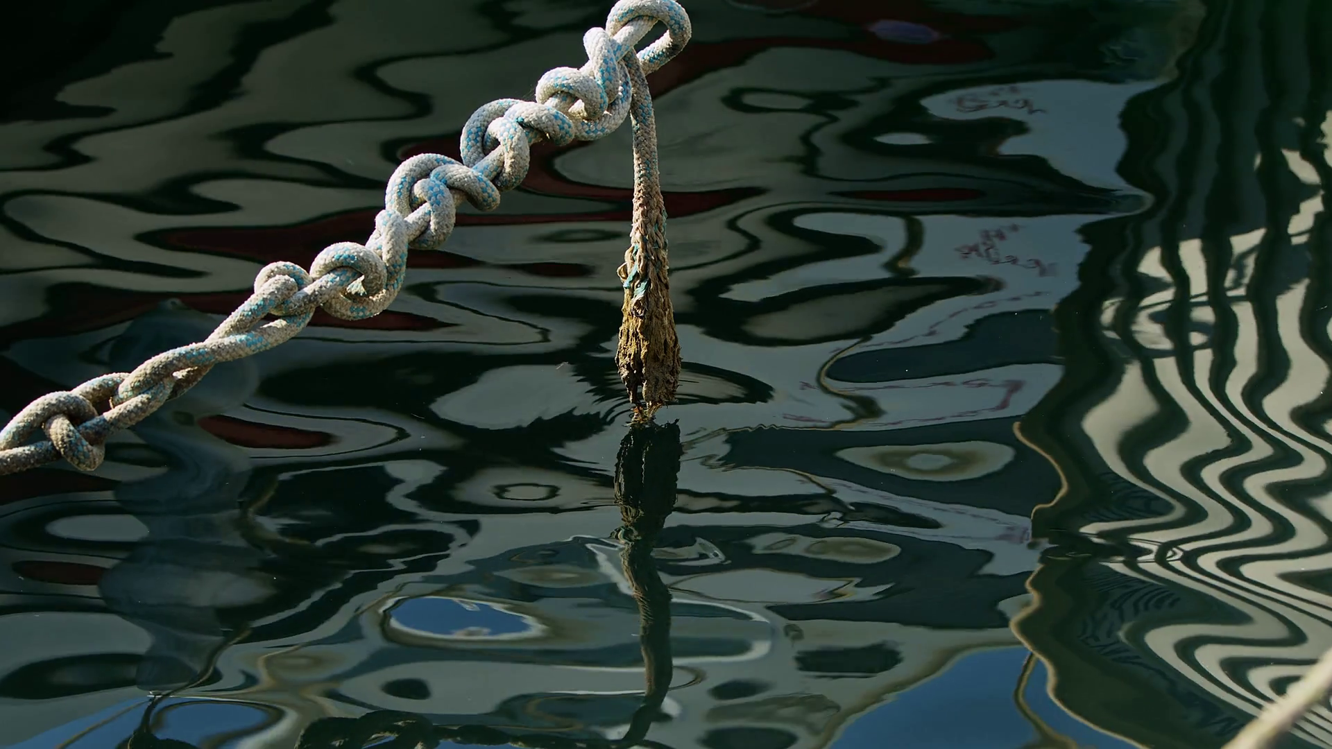 Rope Of Boat Pure Sea Water In Marina Stock Footage SBV-347727427 ...