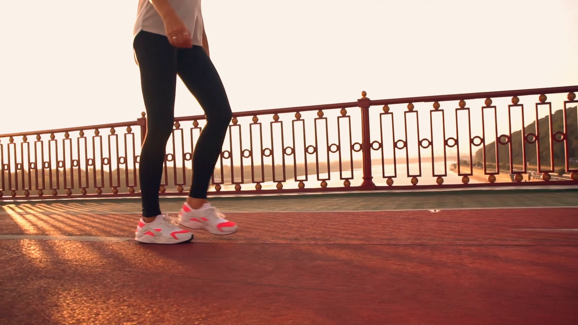 Lady Walks Along Bridge Woman Has Morning Stock Footage SBV-327569364 - Storyblocks