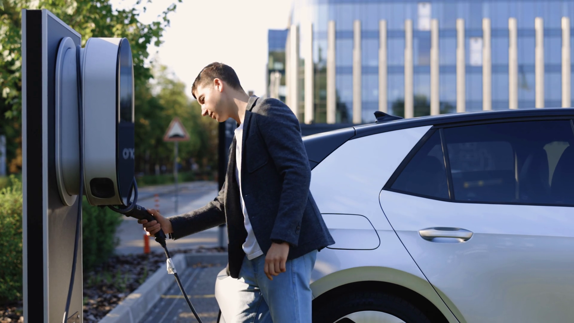 Businessman Unplugging Electric Car Luxury Stock Footage SBV-348949058 ...