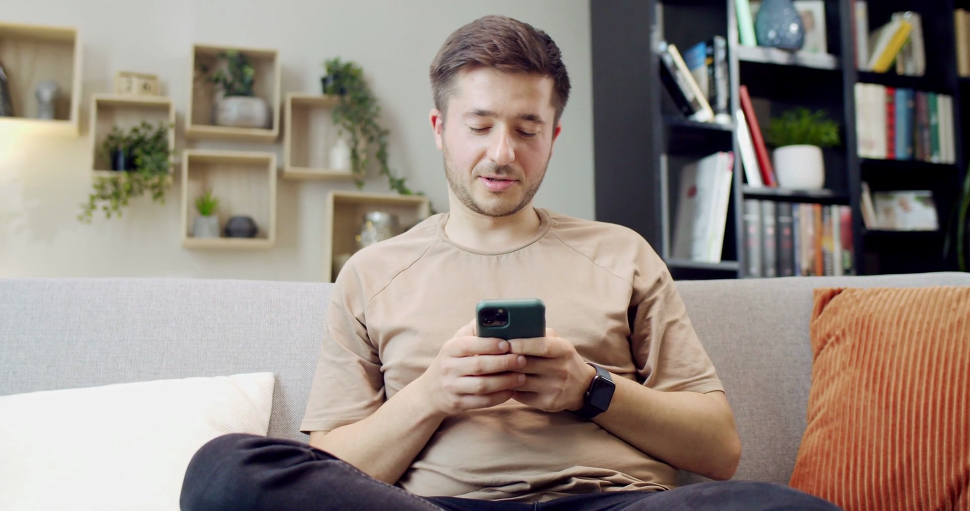Caucasian Young Man Texting Message On Stock Footage SBV-348556627 ...