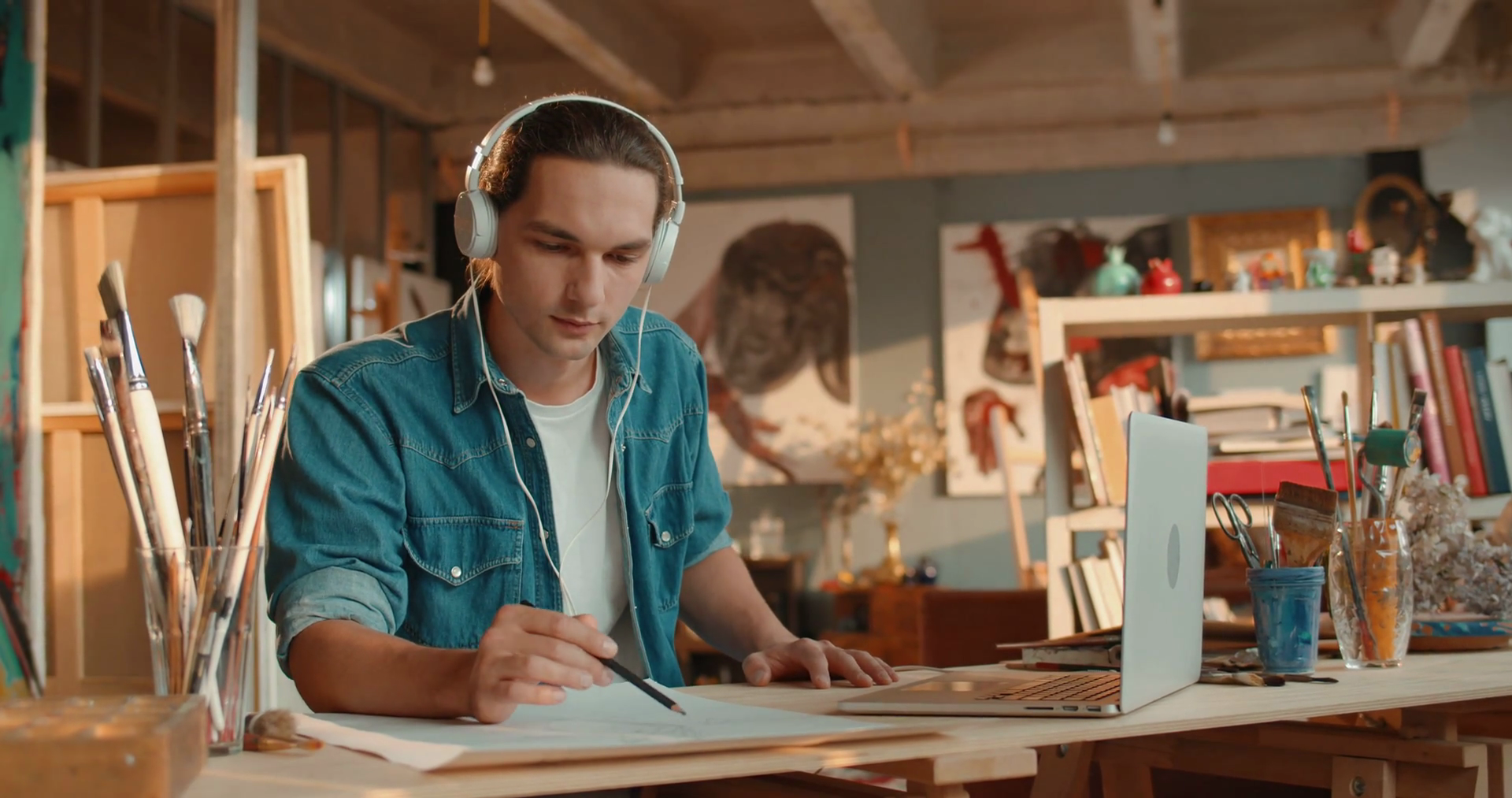 Talented Artist Creating Digital Sketch On Stock Footage SBV-337934749 ...