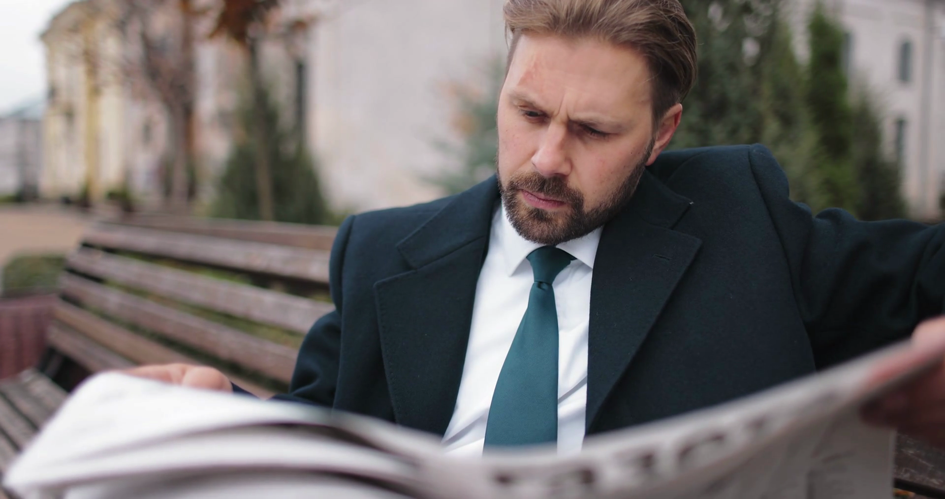 Bearded Man Reading Newspaper On Street Stock Footage SBV-338919612 ...