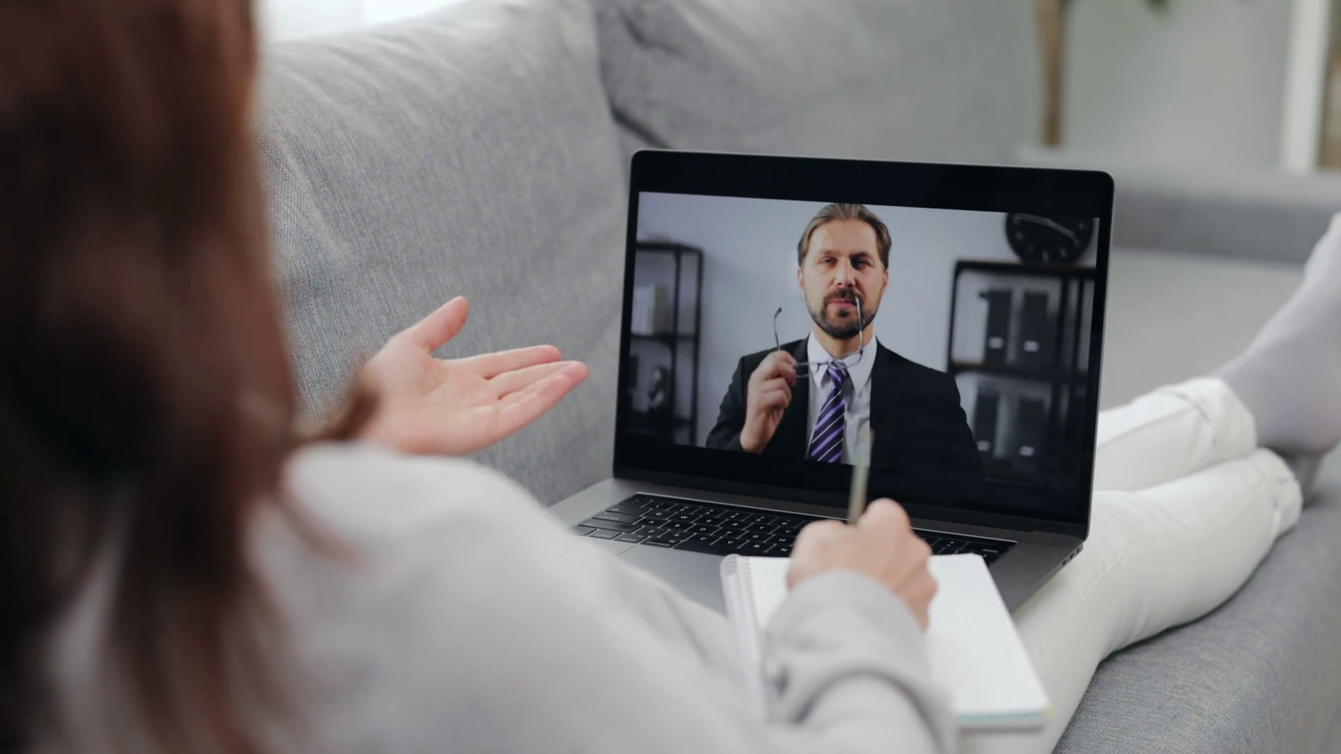 Woman Using Laptop Video Call At Home Stock Footage SBV-338910061 ...