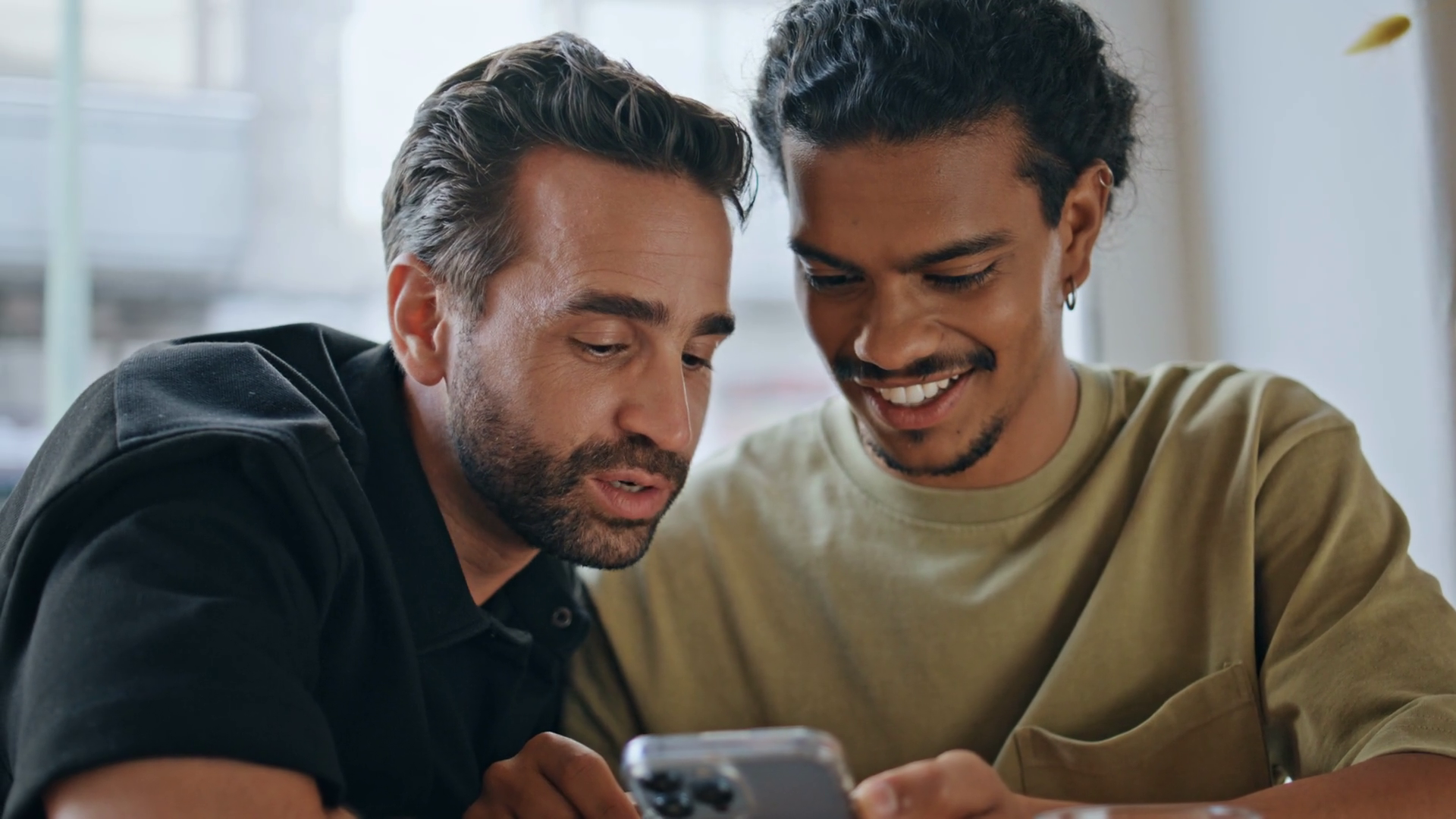 Multiethnic Couple Laughing Looking At Stock Footage SBV-349108200 ...