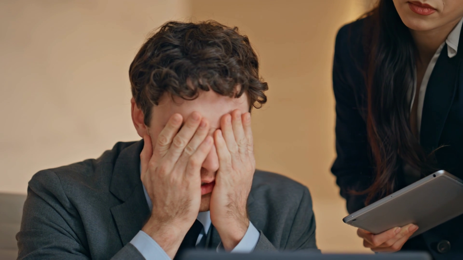 Upset Boss Reacting Business Fail At Stock Footage SBV-349078289 ...