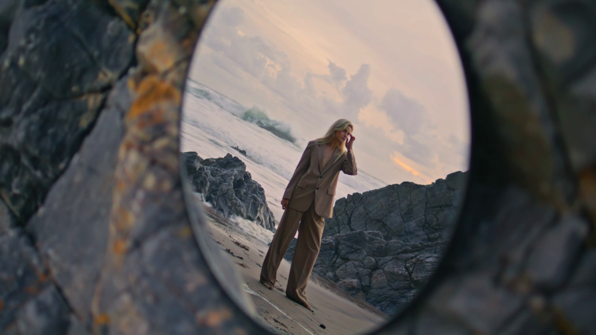 Beautiful Lady Going In Round Mirror Stock Footage SBV-349198258 ...