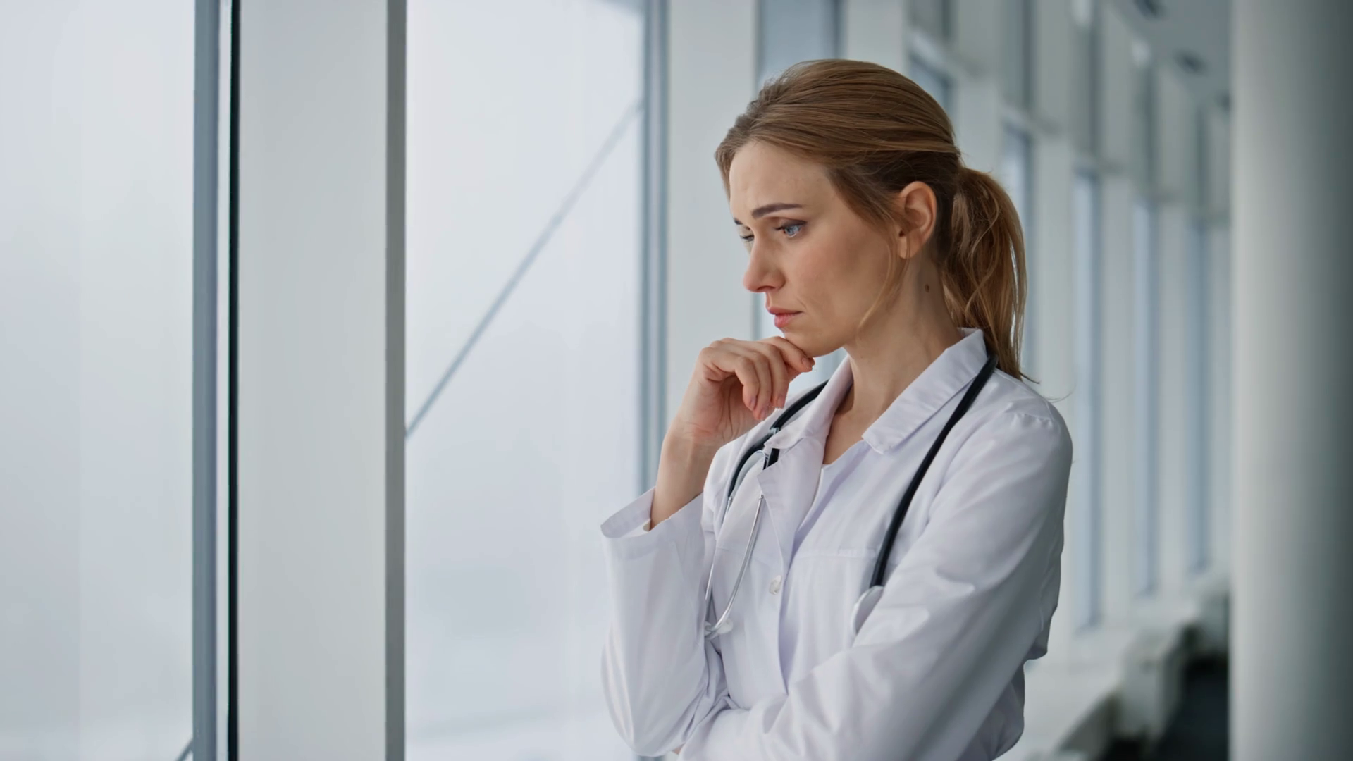 Worried Doctor Thinking Failure In Clinic Stock Footage SBV-349346416 ...