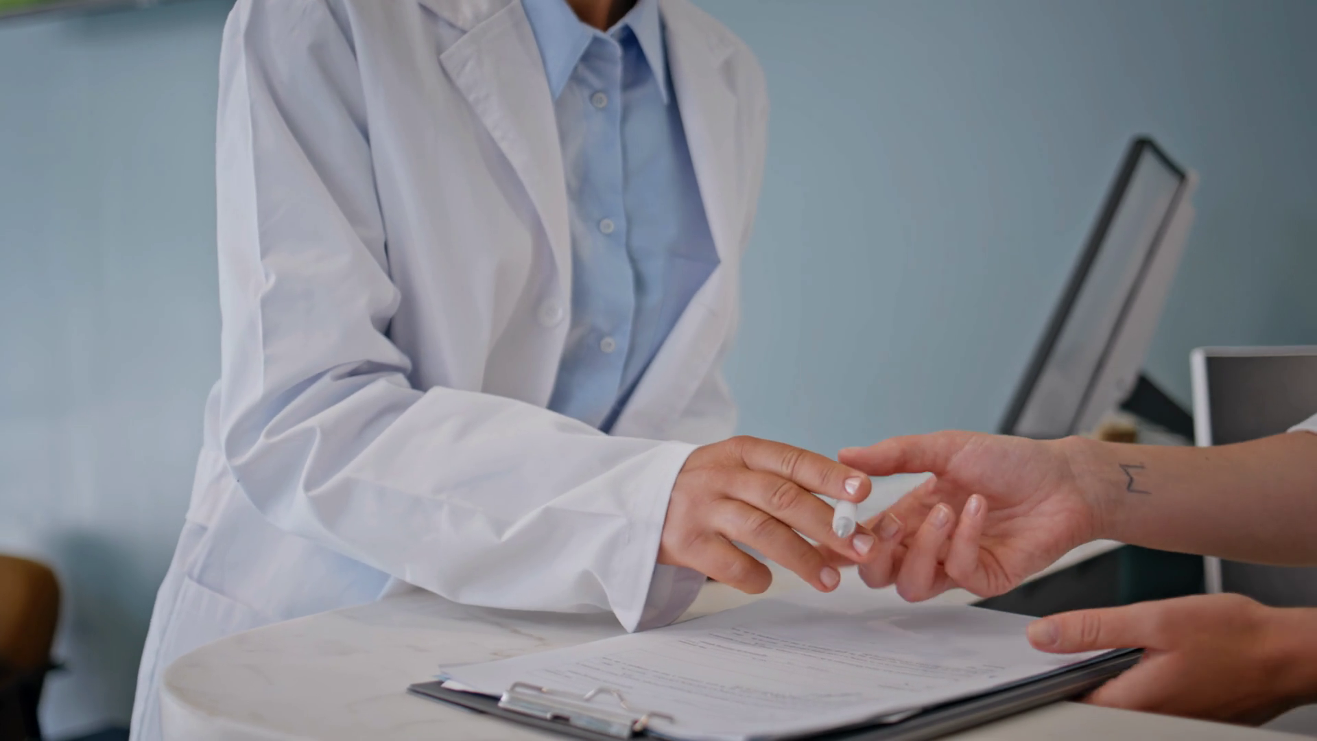 Doctor Hands Signing Documents In Healthcare Stock Footage SBV ...