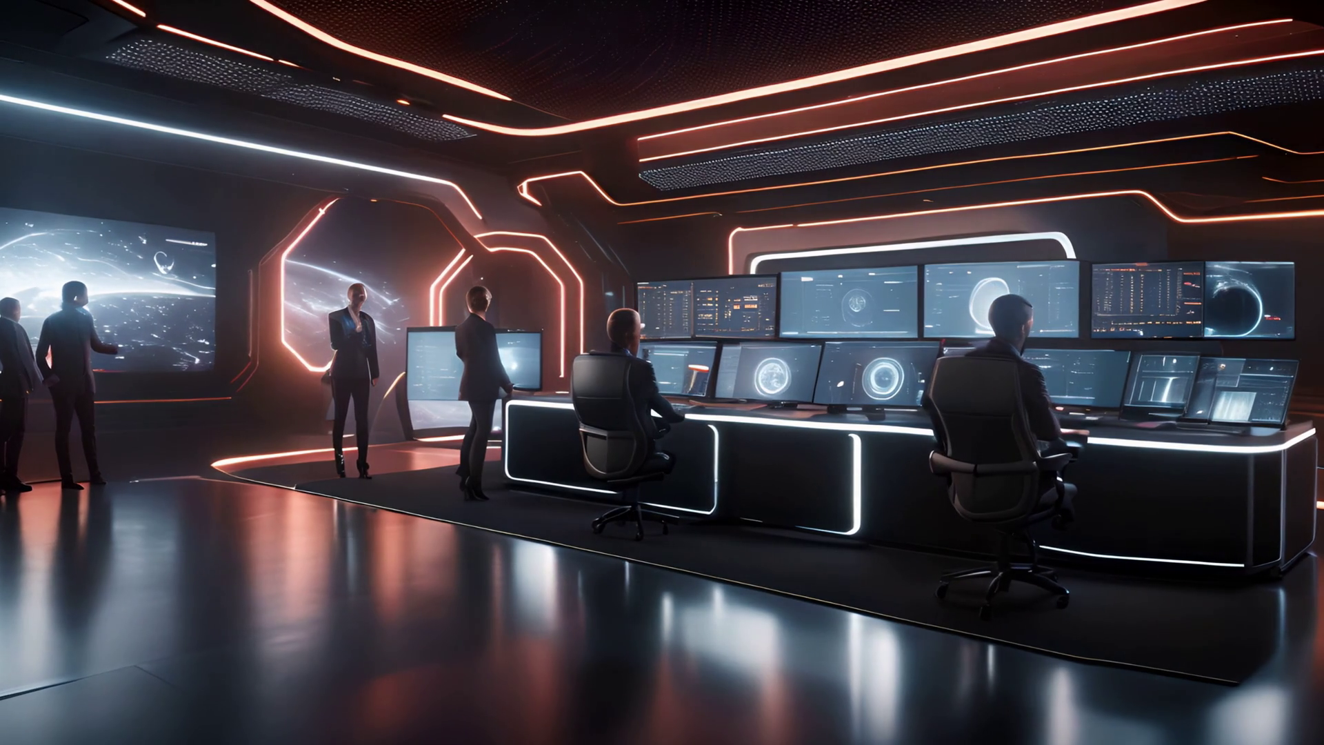 Modern Hightech Command Center Collaboration Stock Footage SBV ...