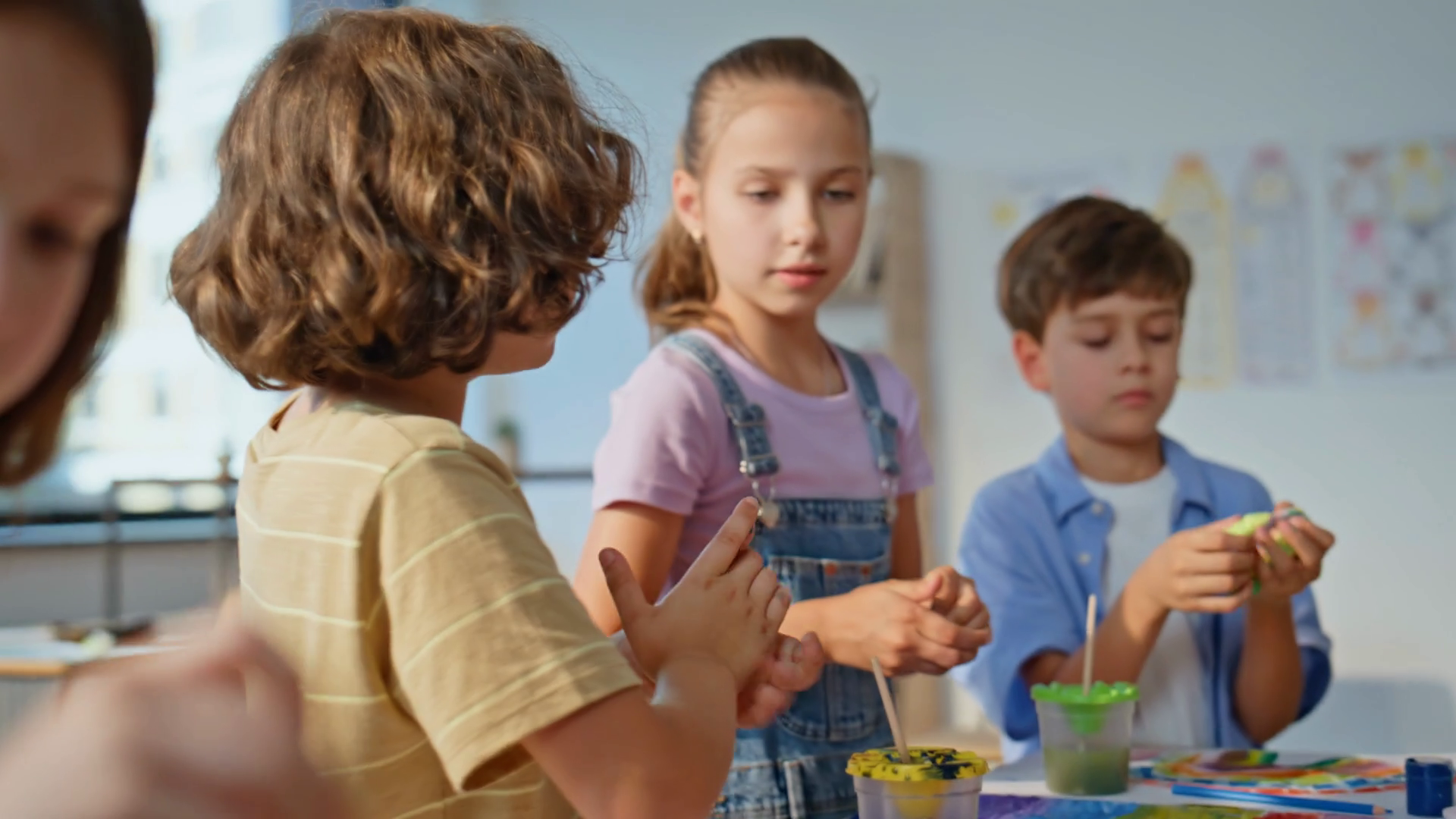 Pupils Enjoy Creativity In Art Creating Stock Footage SBV-352109429 ...