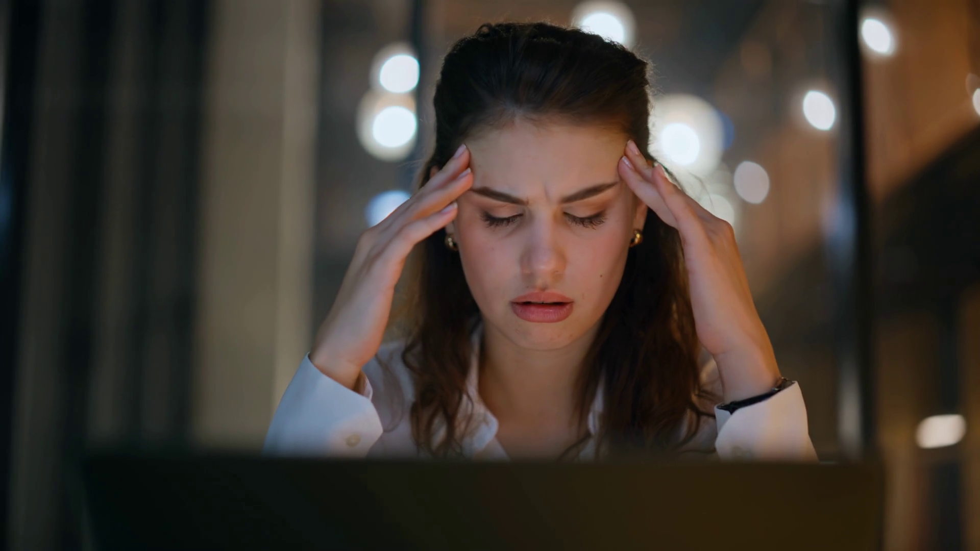 Woman Concerned Software Error Looking Stock Footage SBV-352294354 ...