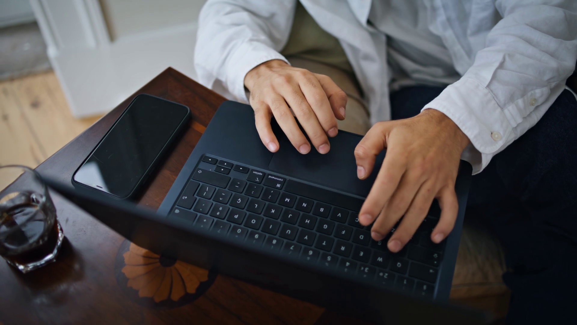 Man Fingers Working Computer At Home Closeup Stock Footage SBV ...