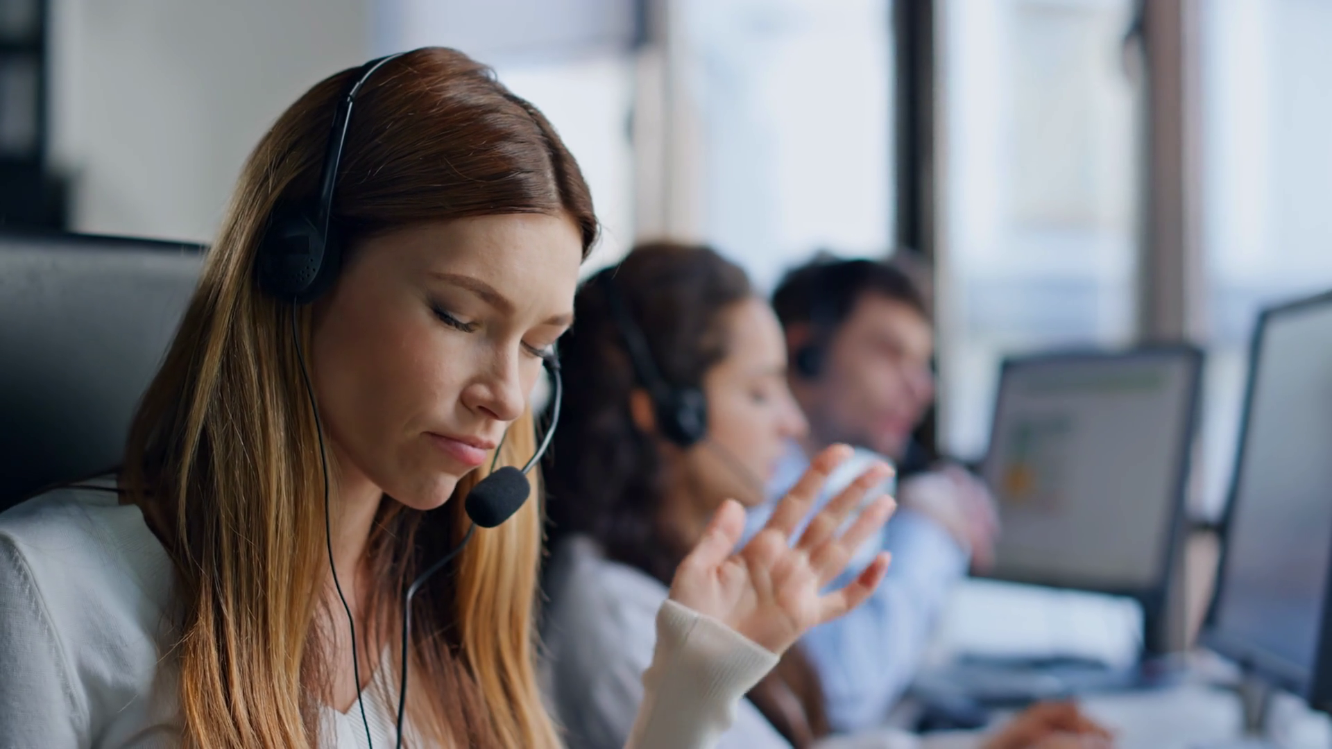 Annoyed Telemarketing Operator Talking Stock Footage SBV-347700663 ...