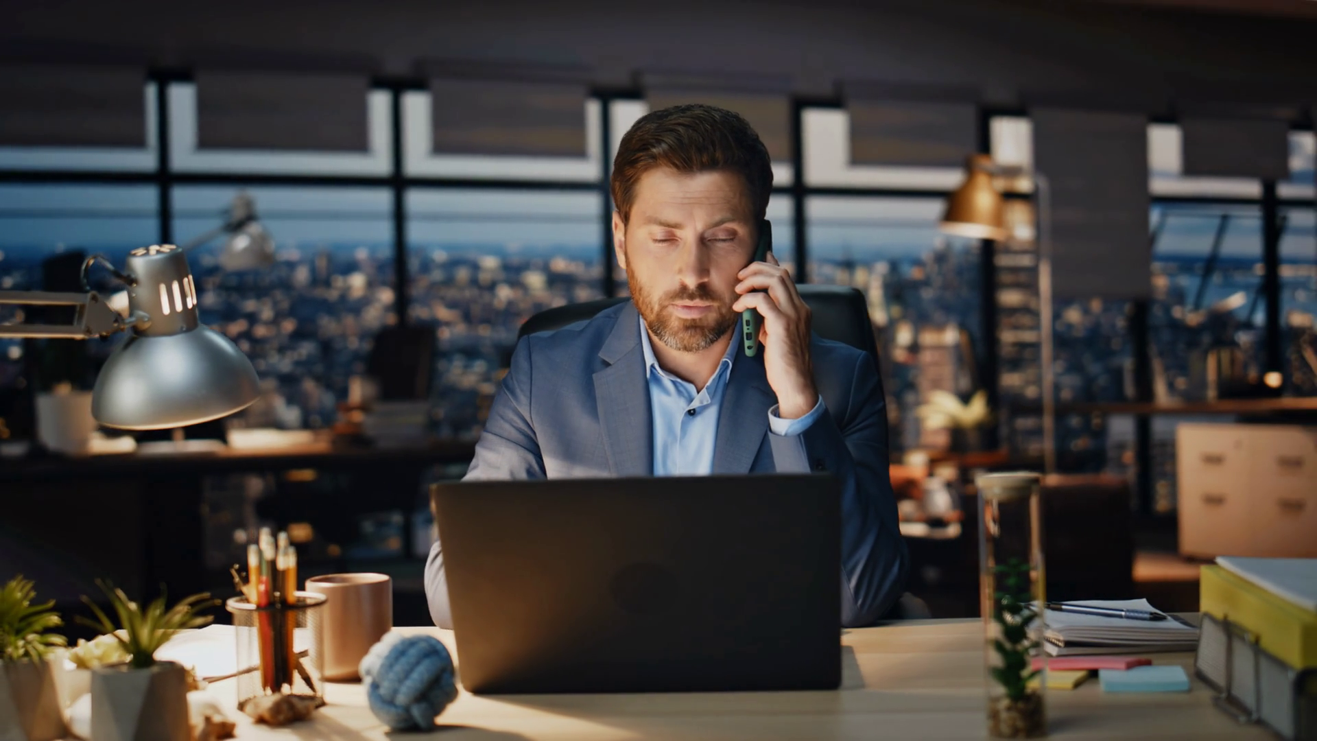 Confident Boss Calling Mobile Phone At Stock Footage SBV-348857800 ...