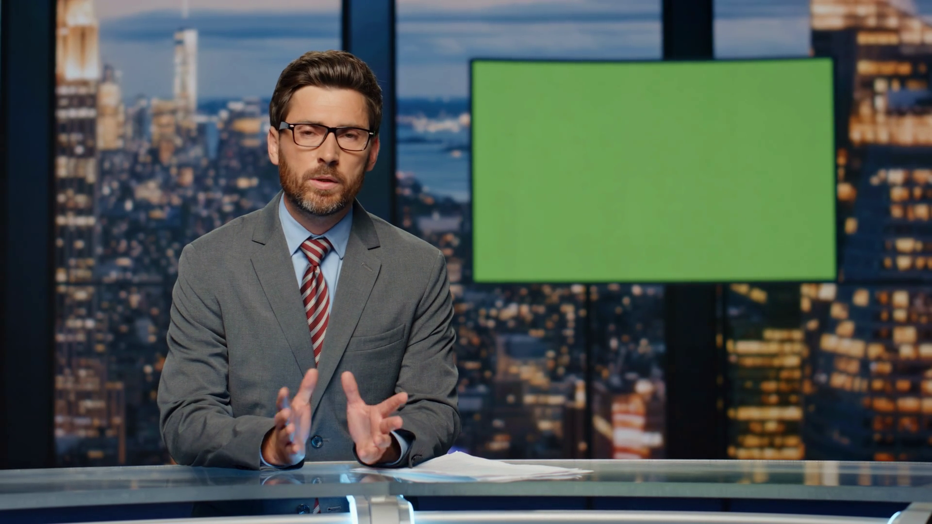 Broadcast Presenter Reporting Daily News At Stock Footage SBV-348857120 ...