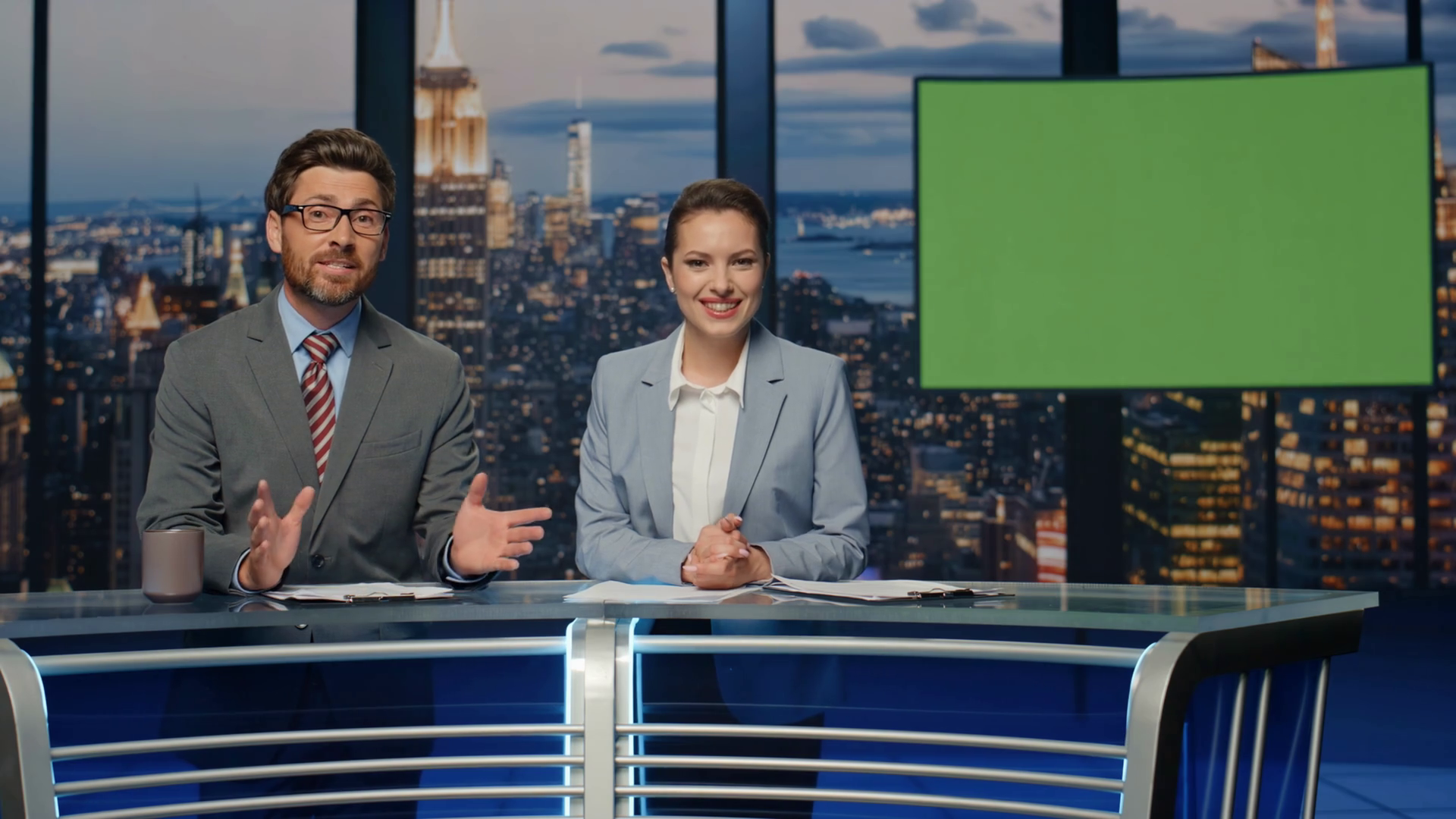 Charismatic Tv Hosts Discussing Mockup Stock Footage SBV-348858070 ...