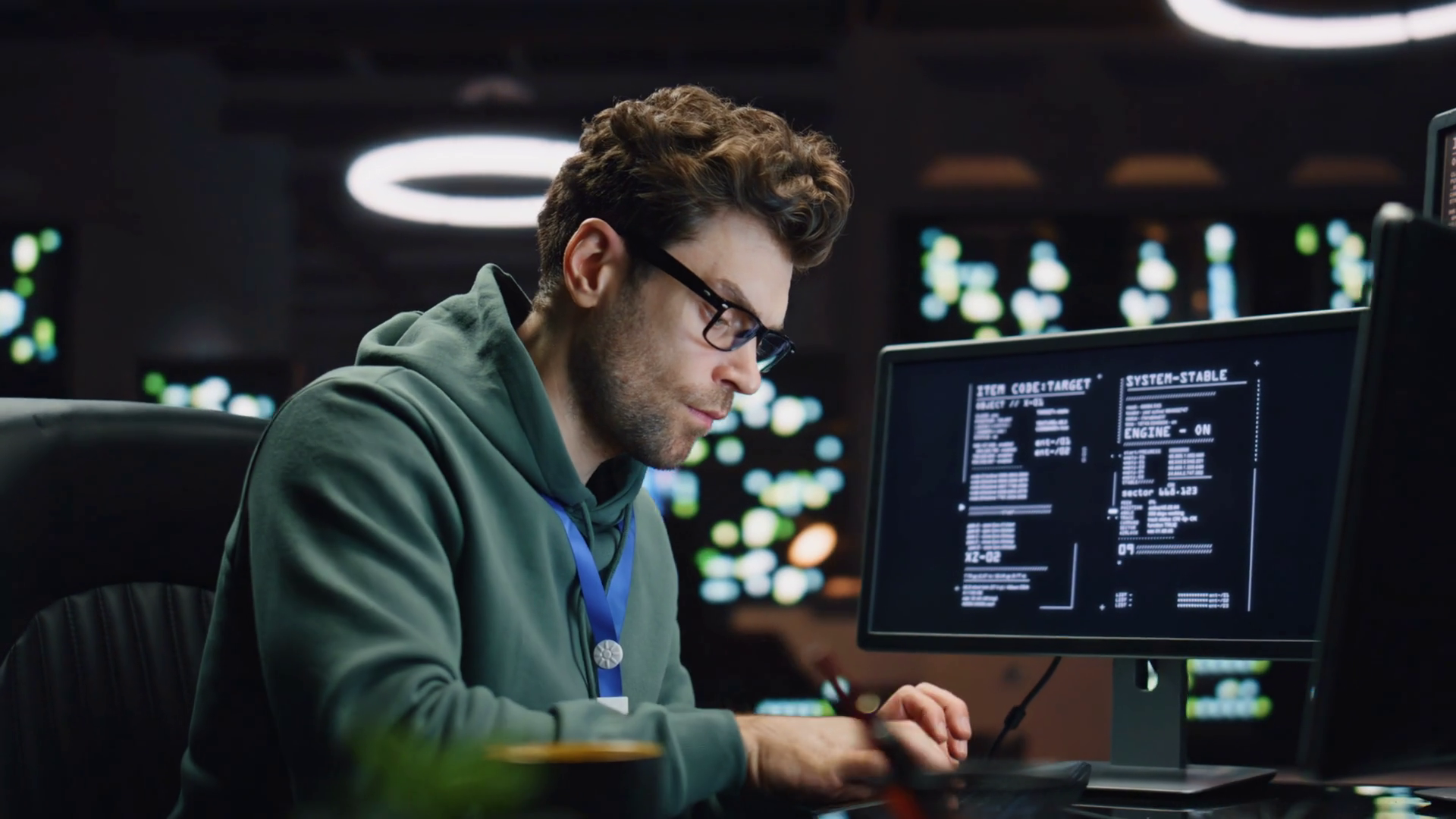 Thinking System Administrator Working Stock Footage SBV-348895378 ...