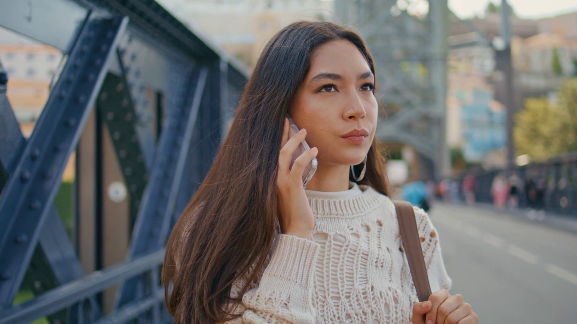 Serious Model Speaking Call Using Mobile Stock Footage SBV-348927302 ...
