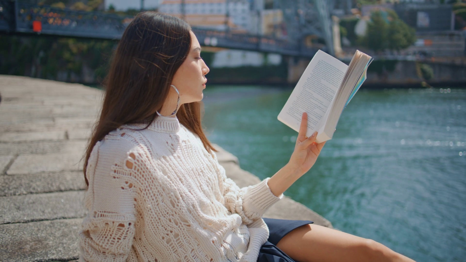 Smiling Lady Enjoying Literature At Stock Footage SBV-348927554 ...