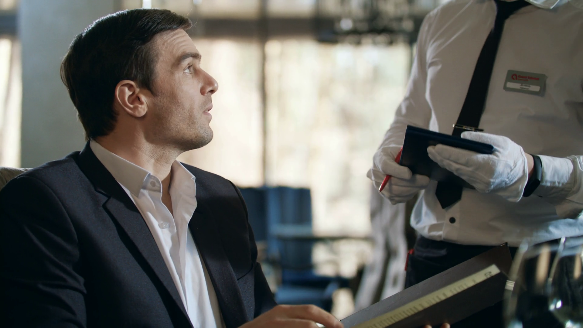 Businessman Ordering Food From Menu In Stock Footage SBV-337863715 ...