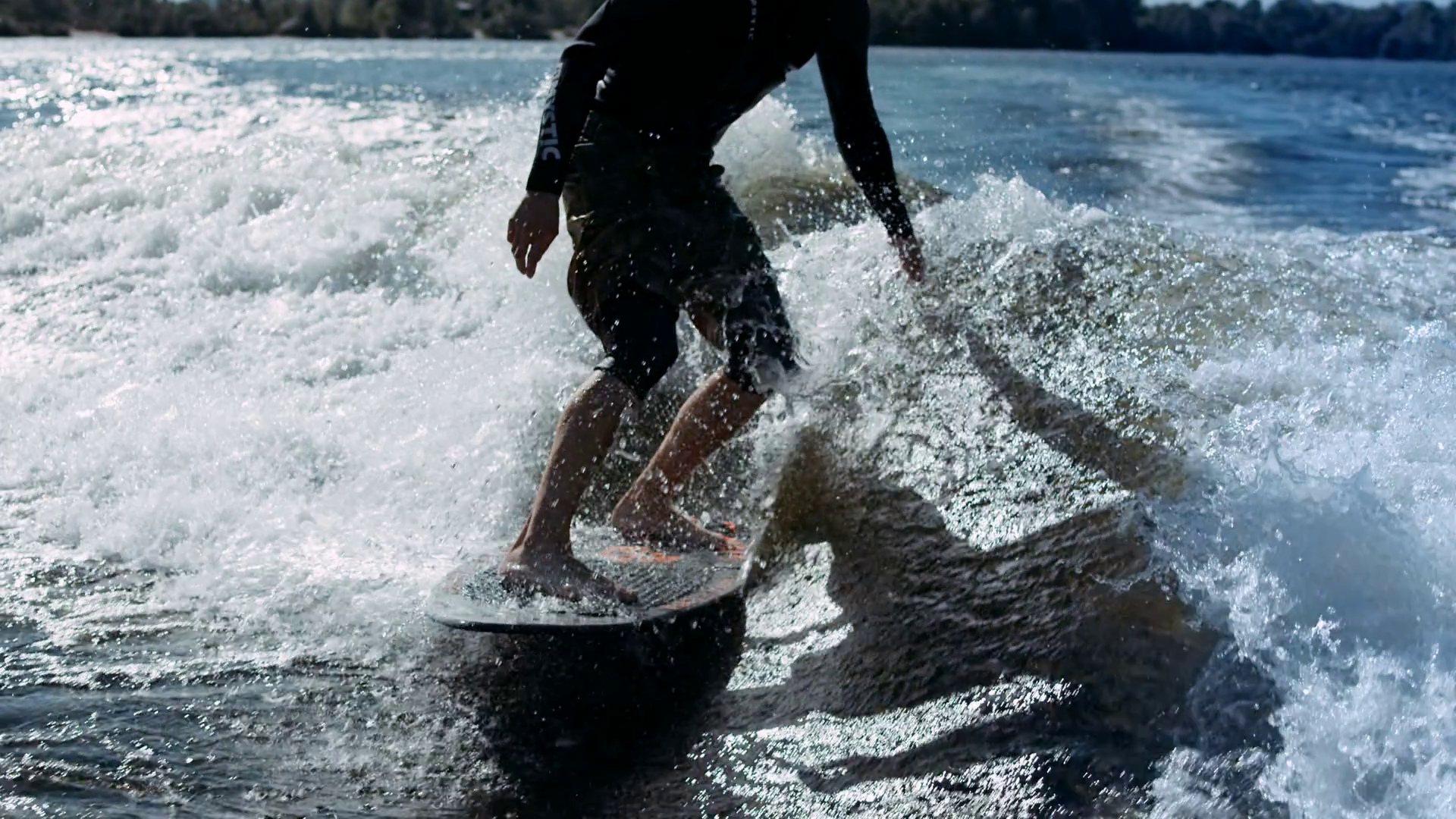 Man Riding Surf On Waves Of River Close Up Stock Footage SBV-327809148 ...