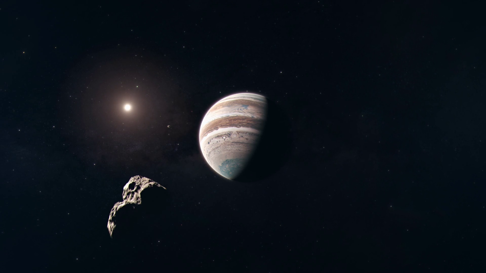 Long Shot Of Asteroid Impacting Jupiter Stock Motion Graphics SBV ...