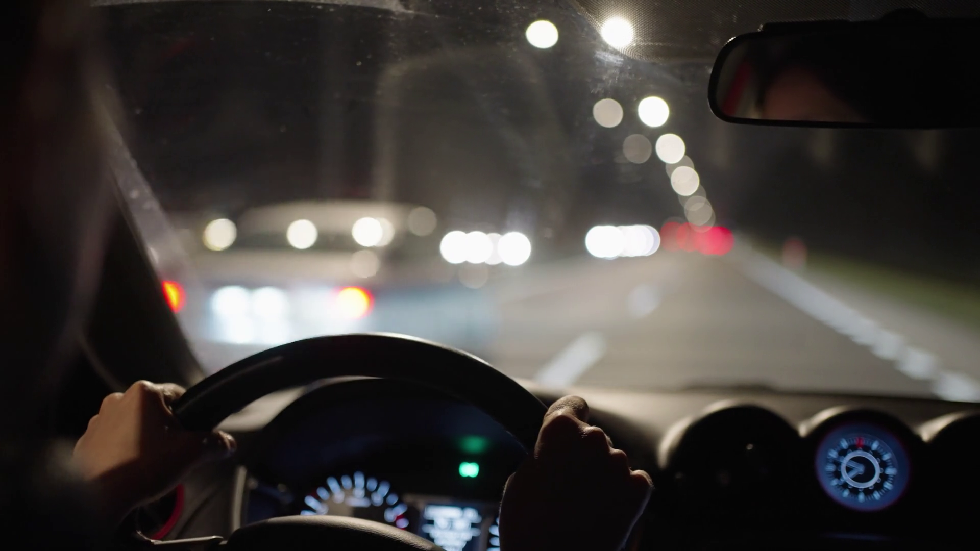 Woman Drives Car At Might Through Suburban Stock Footage SBV-347743469 ...