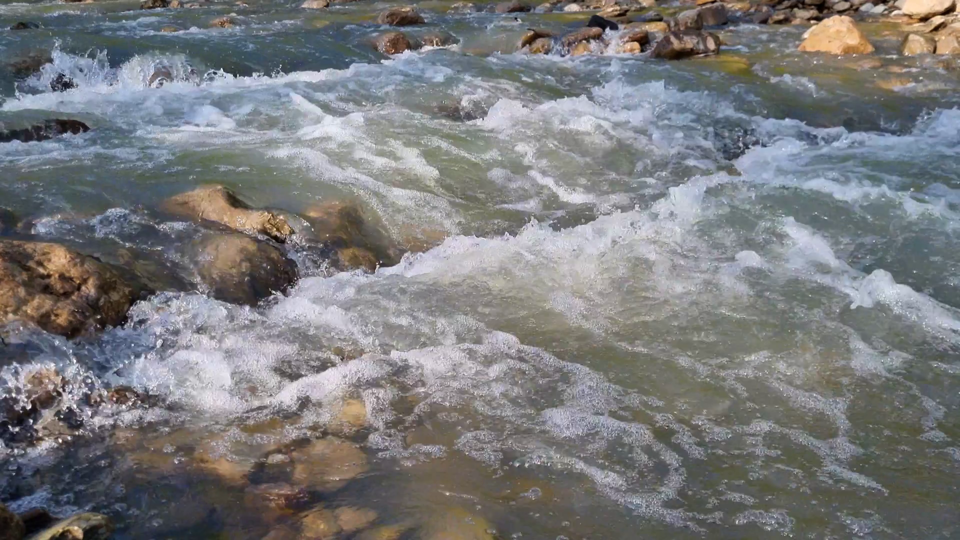 Pristine Mountain River Rushing Over Rocky Stock Footage SBV-352100873 ...