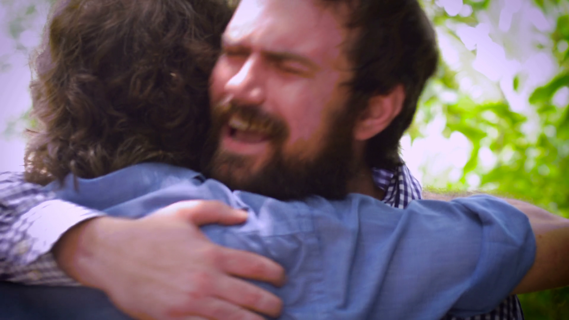 Two Men Hug Greet Catch Up Haven't Seen In Stock Footage SBV-306443151 ...