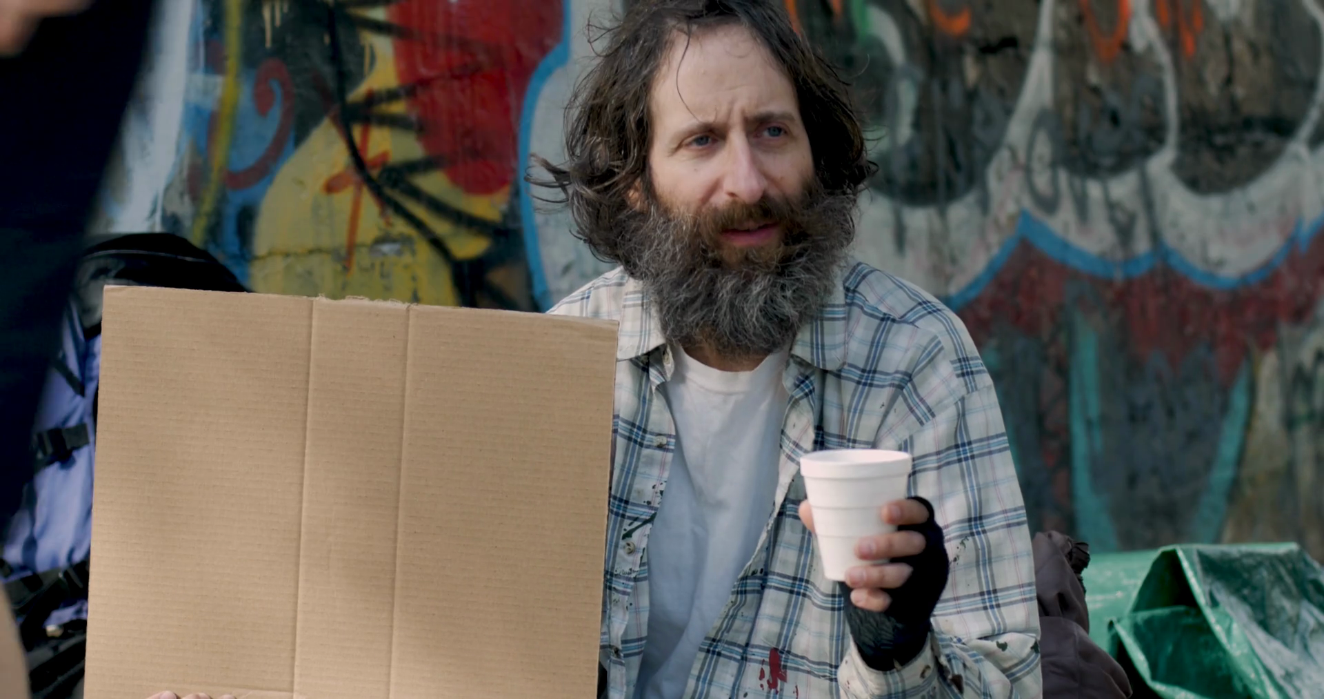 Homeless Man With Blank Sign