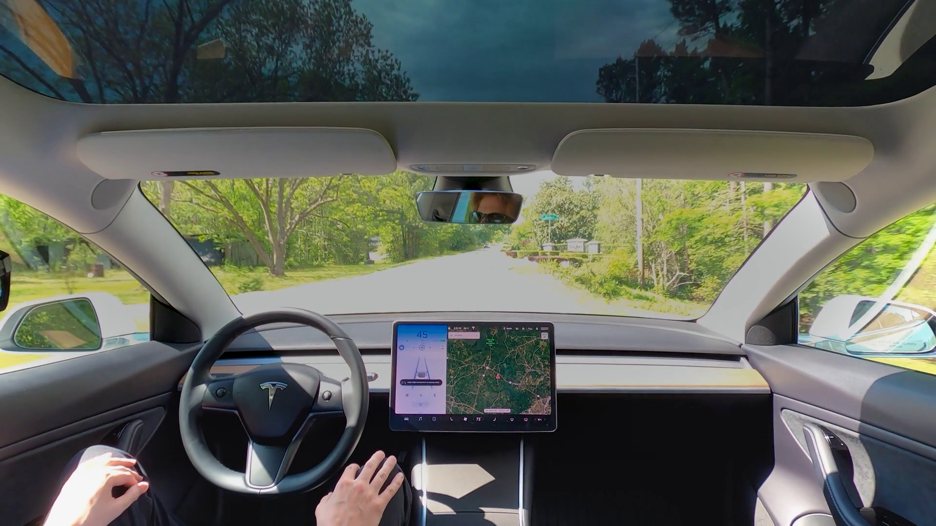 Person Driving New Tesla Model 3 On Autopilot Stock Footage SBV ...