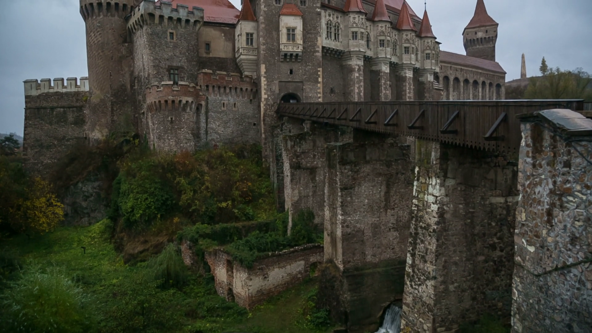 Medieval Castle On Rainy Day - Tilt Up Stock Footage SBV-321257995 ...