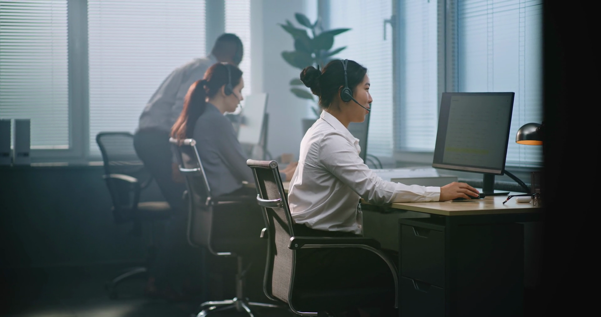 Multiethnic Team Of Technical Support Stock Footage SBV-349363594 ...
