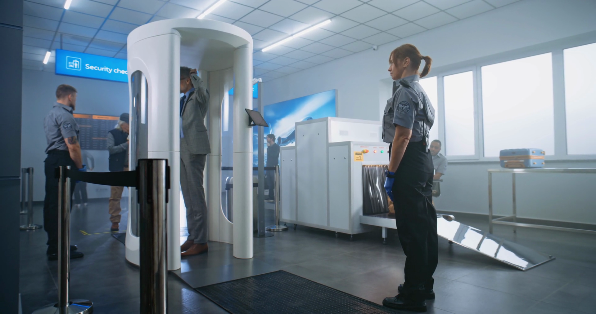 Airport Terminal Checkpoint: Diverse People Stock Footage SBV-351768808 ...