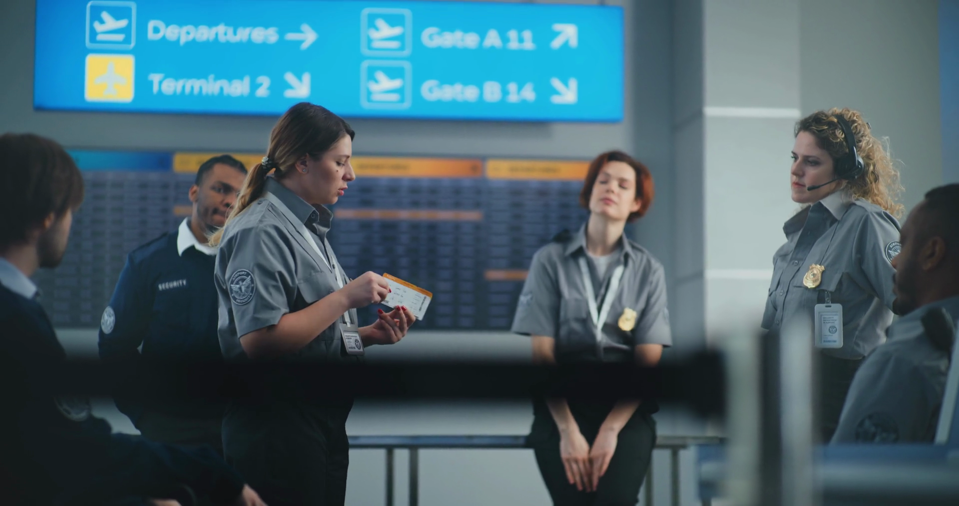 Airport Staff Training: Female Tsa Officer Stock Footage SBV-351878313 ...