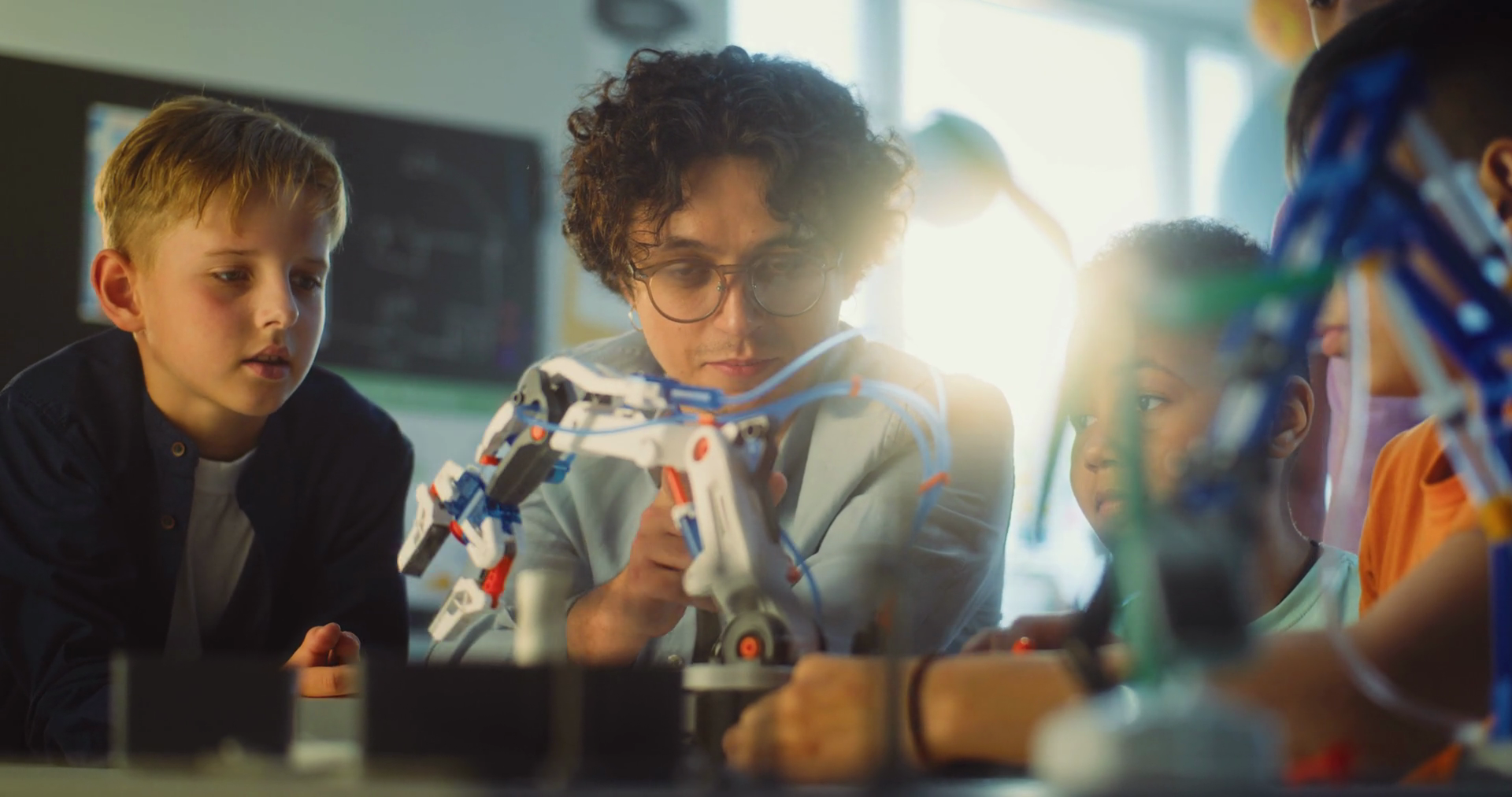 Team Of Talented Kids Sitting Studying Stock Footage SBV-352351762 ...