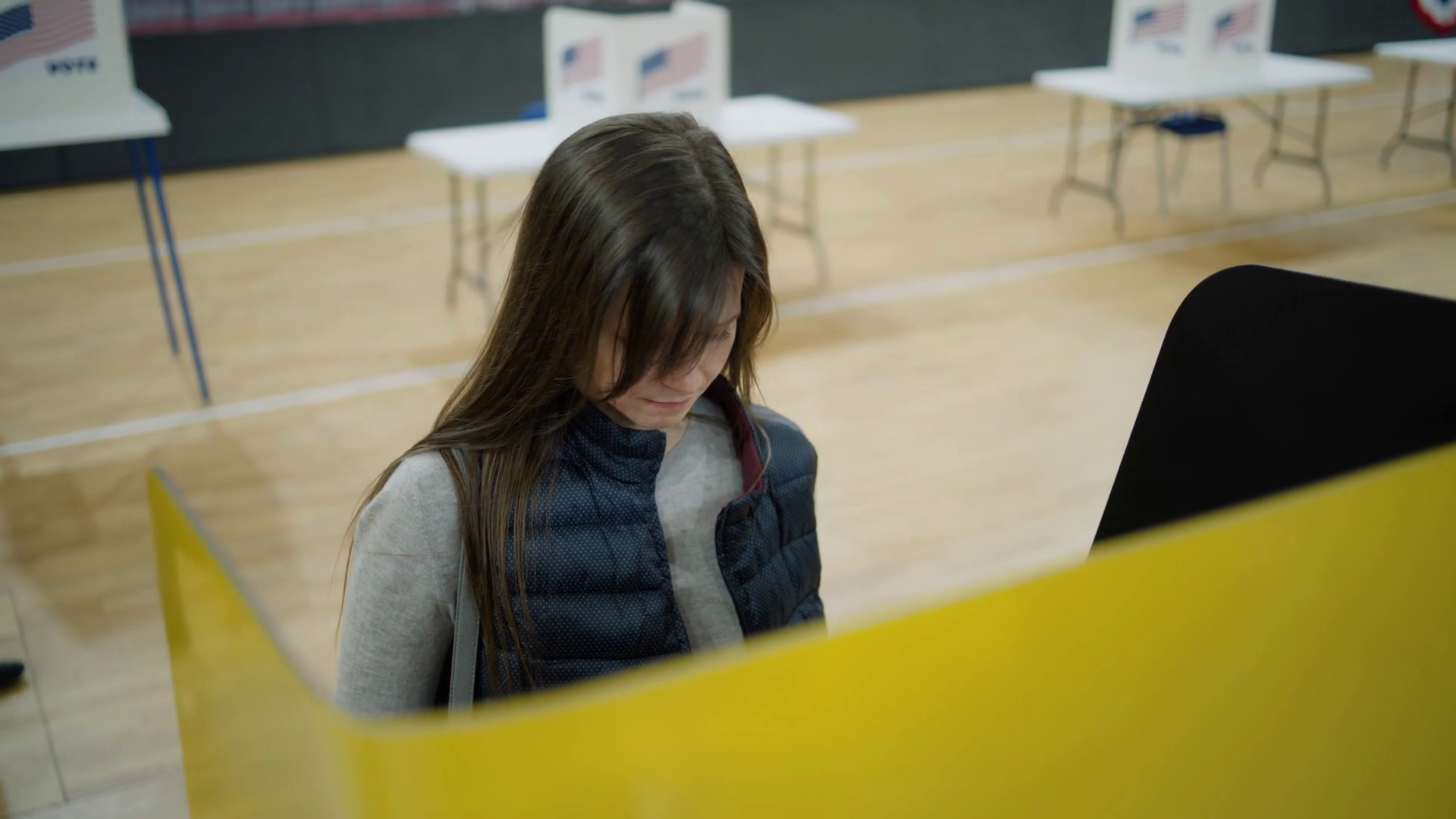 Caucasian Woman Makes Choice Votes In Voting Stock Footage SBV ...