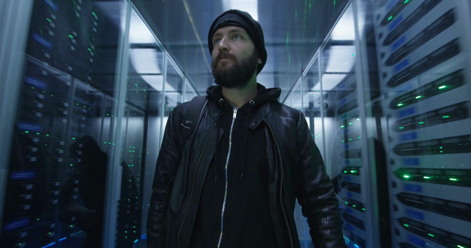 Medium Shot Of Two Hackers Walking Through Stock Footage SBV-328381930 ...