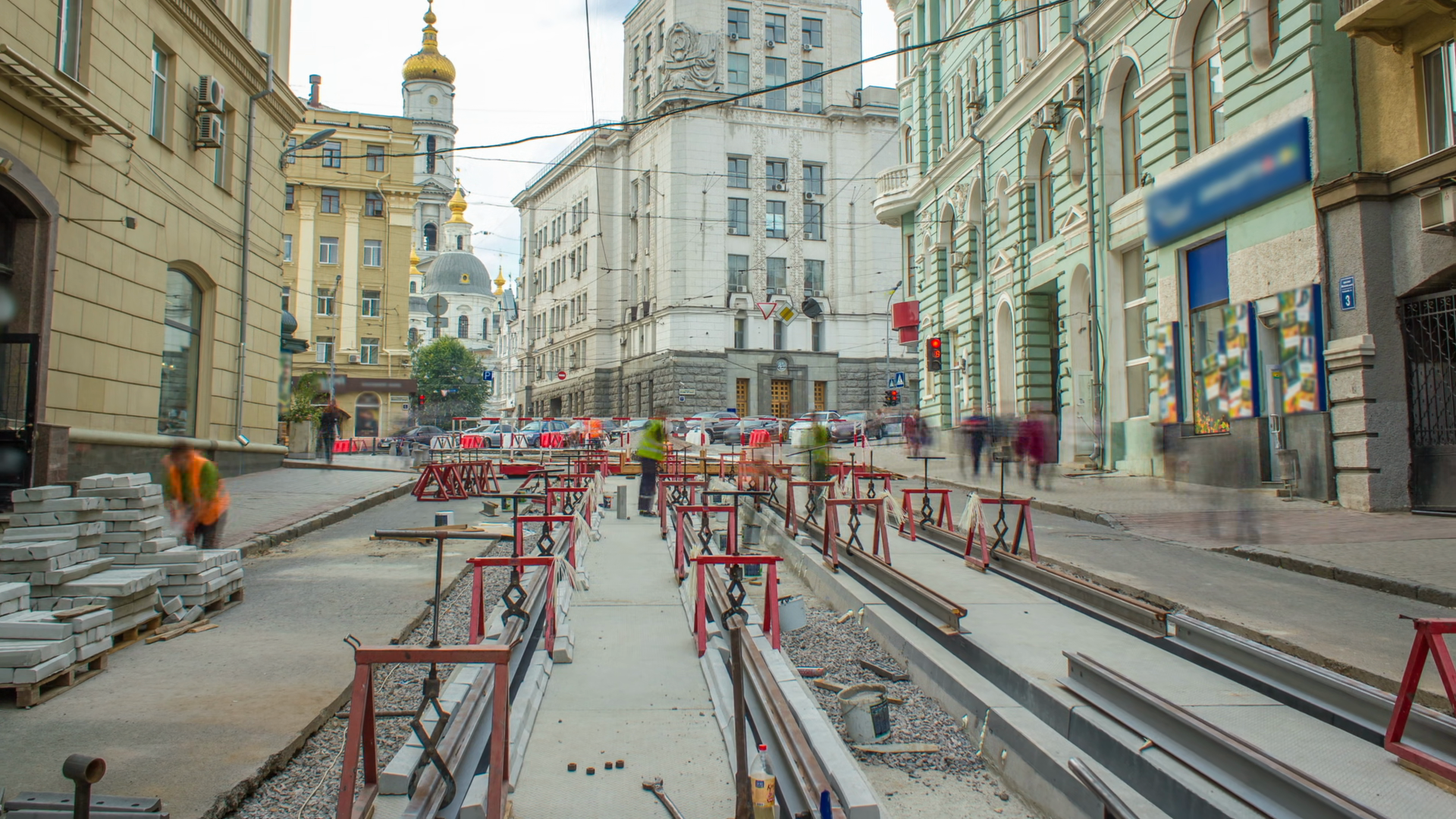 Tram Rails At Stage Of Installation Stock Footage SBV-354386941 ...
